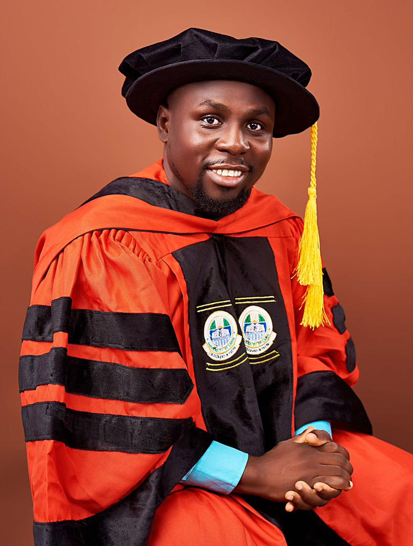 Dr. Victor Ademola in his University of Lagos doctoral regalia